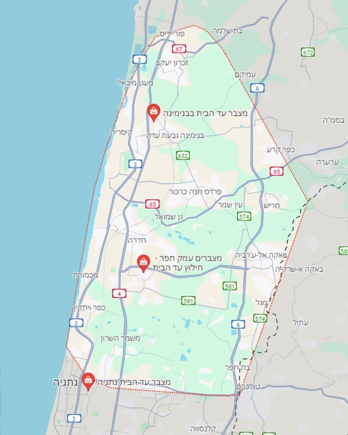 תמונת מפת איזורי שירות מותאם לסלולרי