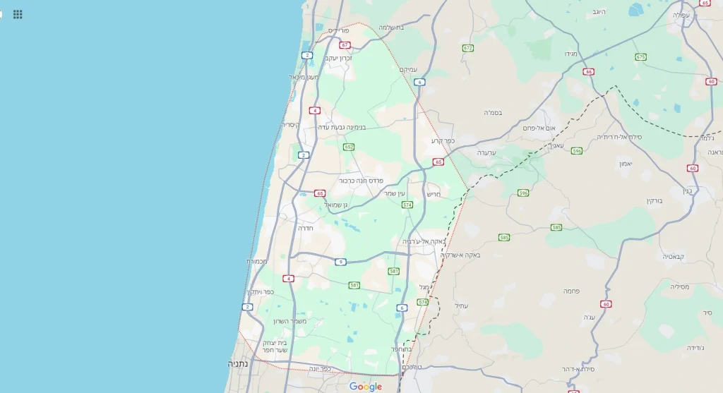 תמונת מפת איזורי שירות מותאם מחשב